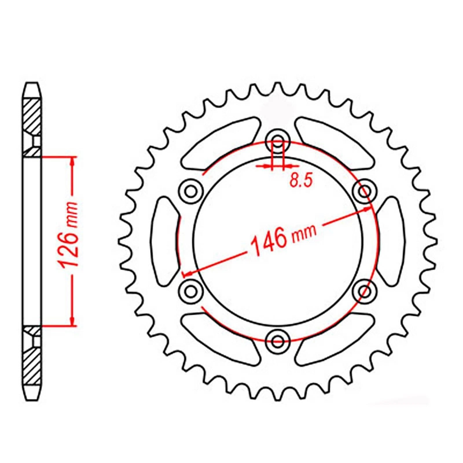 MTX Rear Sprocket 52T for Suzuki DR350 (1993–1994)