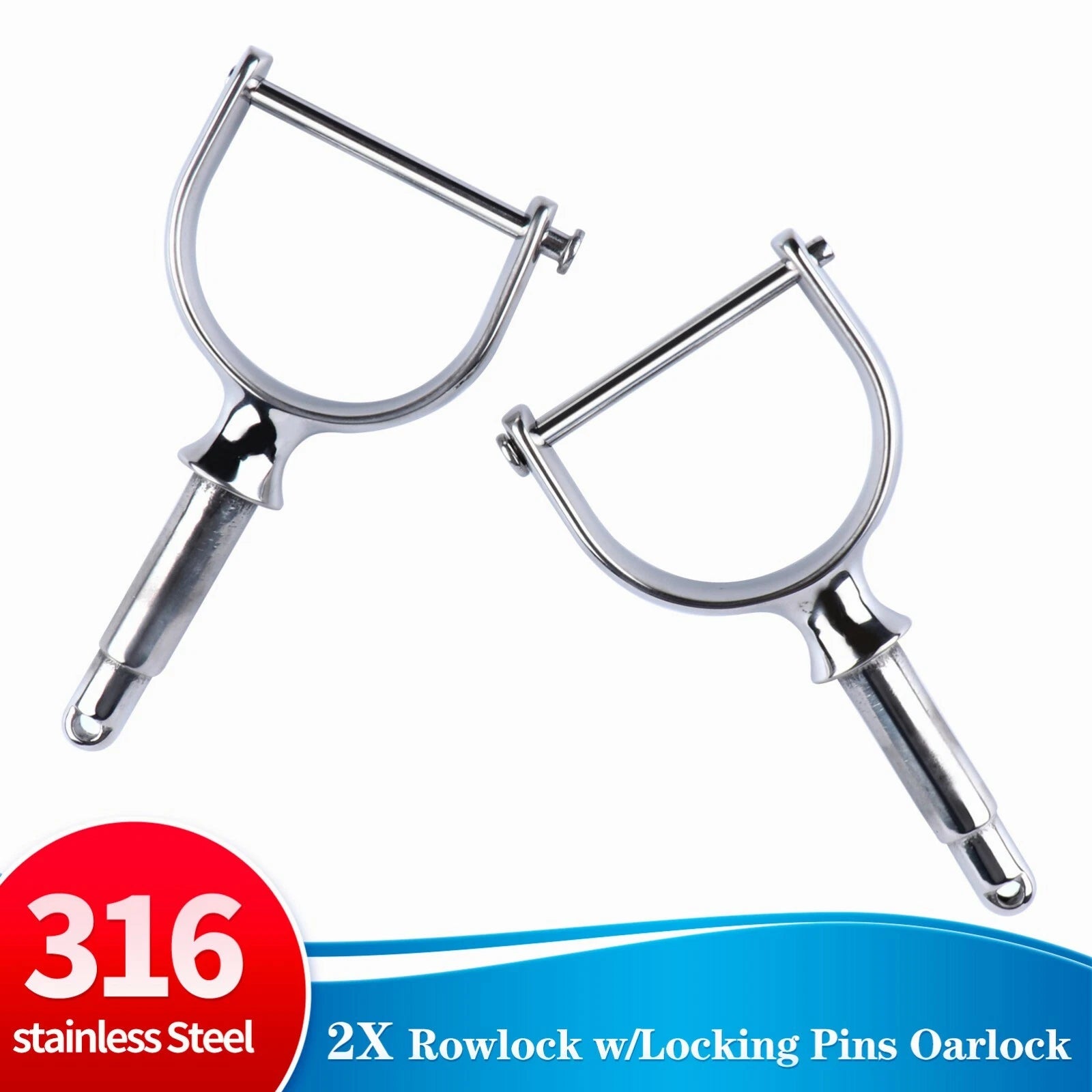 Stainless Steel Top-Mount Rowlock Horns for Oars (2020–2023)
