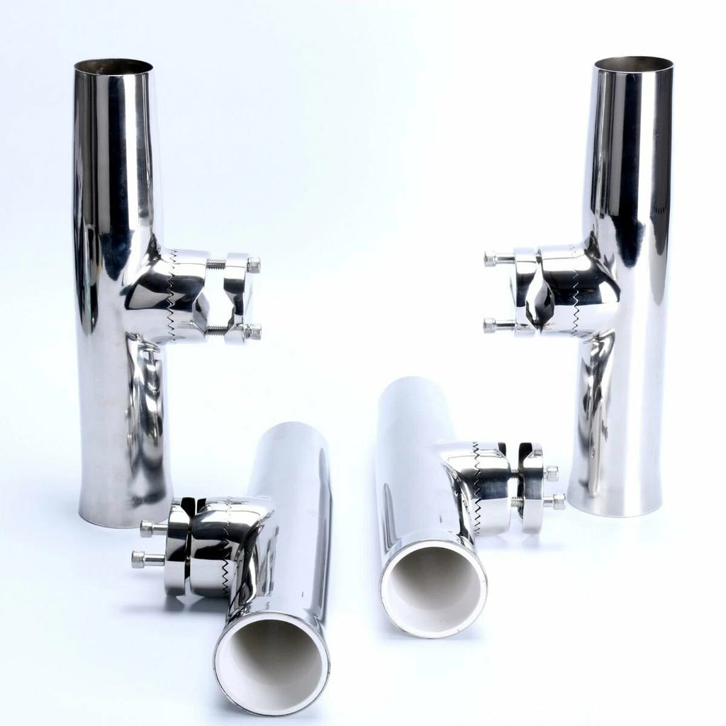 Set of 4 Stainless Steel Fishing Rod Holders for Boat Rail Mount