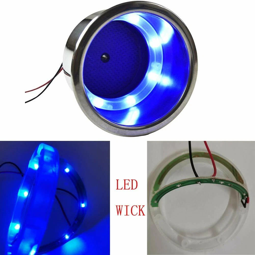 Blue LED Light Stainless Steel Cup Drink Holder for Marine Yacht Boat RV