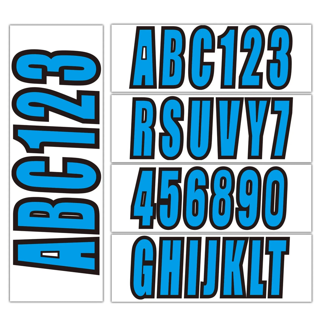 Boat Registration Numbers & Letters Sticker 3" A-Z & 0-9 Blue
