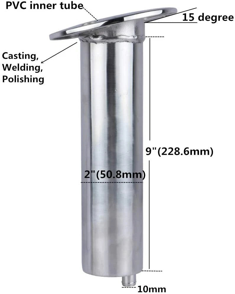 Stainless Steel Fishing Rod Holder 15 Degree Flush Mount for Boat