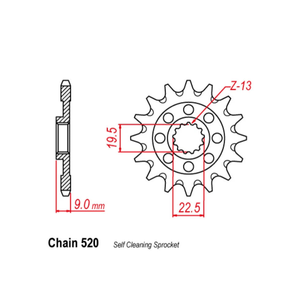 RK Front Sprocket 13T for Suzuki RMZ250 (2013–2015)