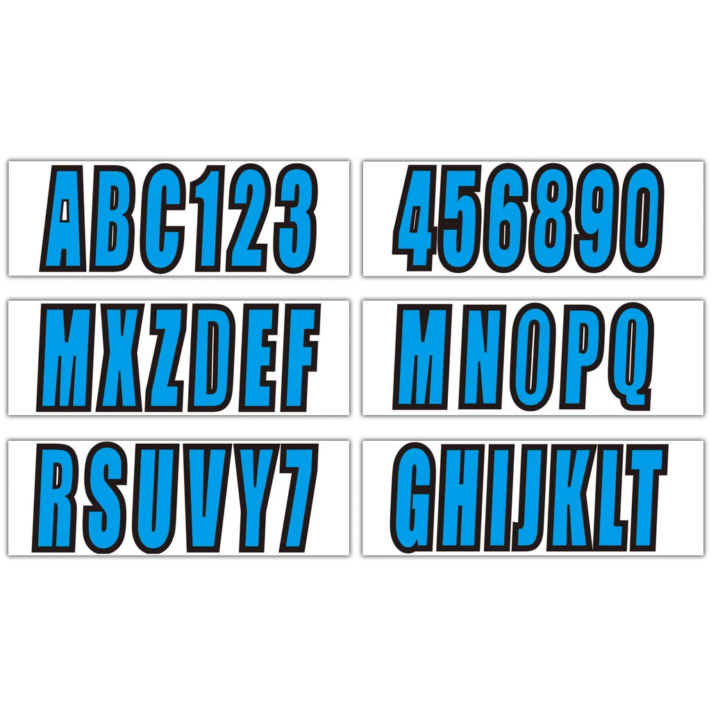 Custom Blue Boat Registration Numbers & Letters 4-Pack Stickers for PWC/Boat