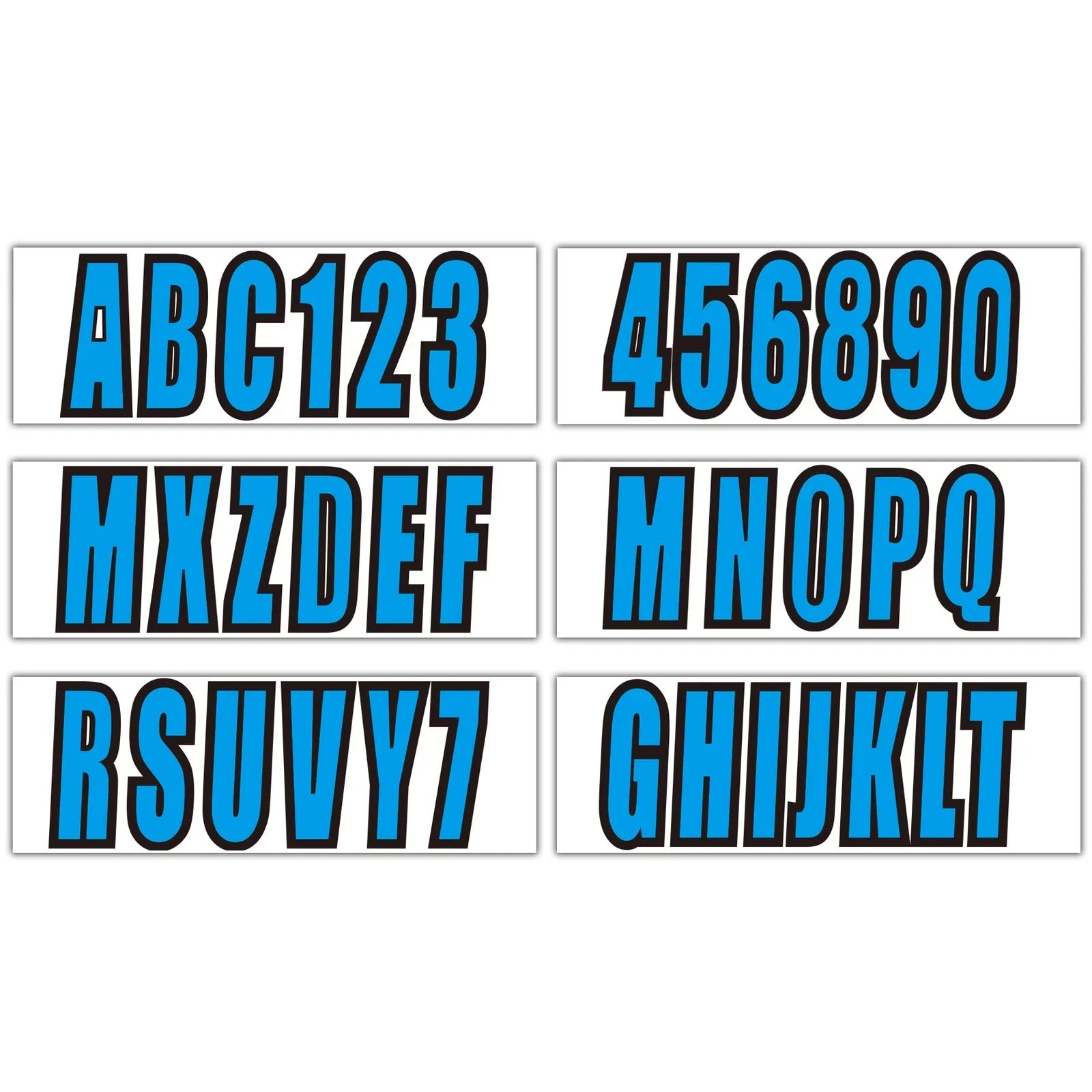 Custom Blue Boat Registration Numbers & Letters 4-Pack Stickers for PWC/Boat