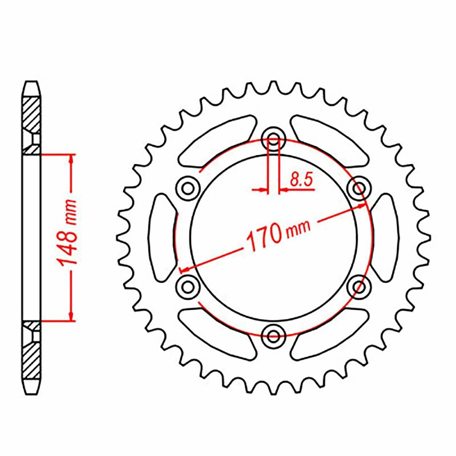 MTX Rear Sprocket 48T for Suzuki DR600S (1986–1989)