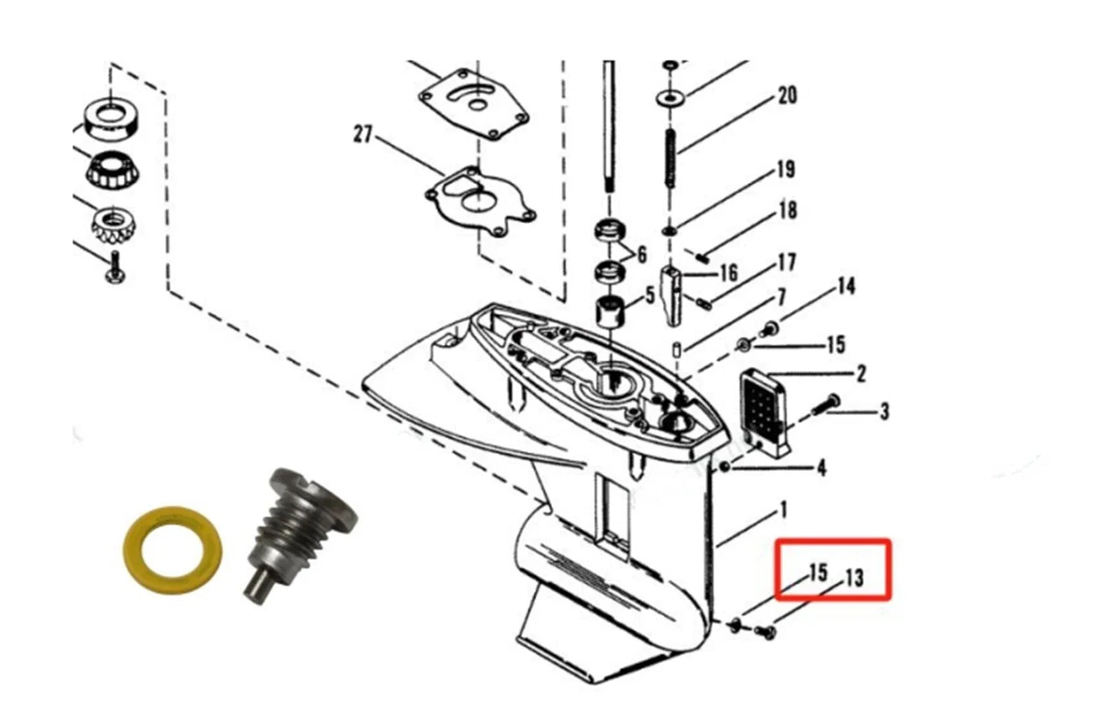 Drain Plug for Mercruiser Alpha Magnetic Outdrive Lower Unit