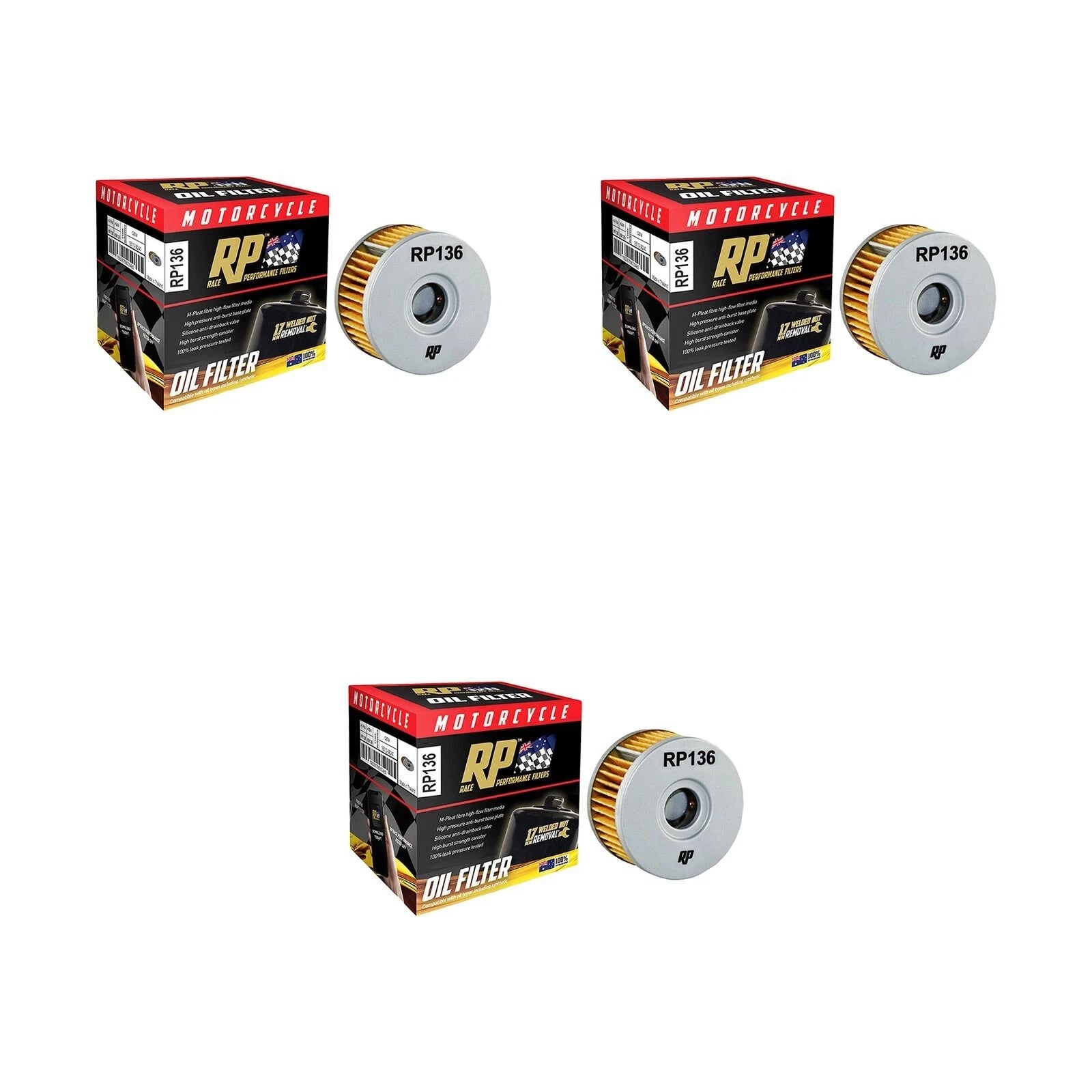 3 Pack Oil Filter for Suzuki DR250 (1982–1993)