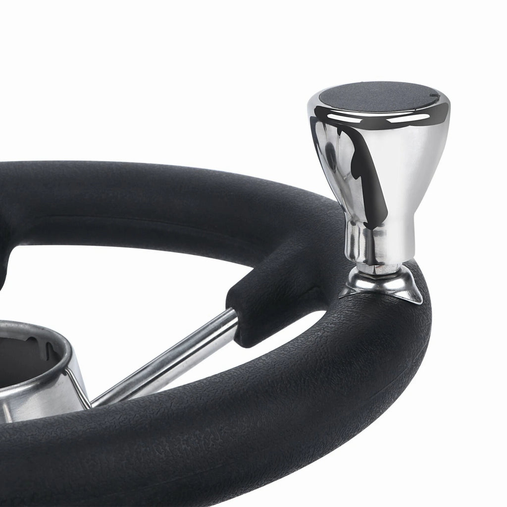 11" Steering Wheel Black PU Foam Stainless Steel Heavy Duty for Boats