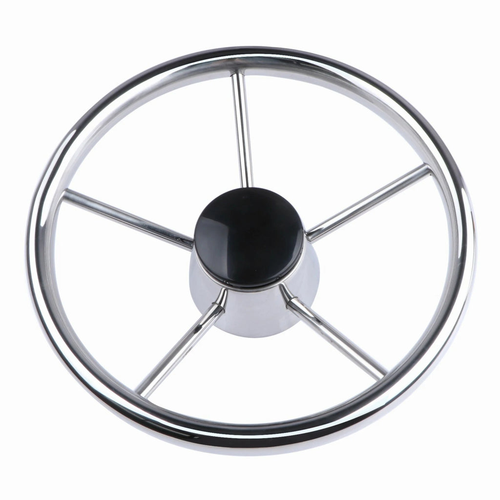 Stainless Steel 11'' Steering Wheel 5 Spokes for Marine Yacht Kayak