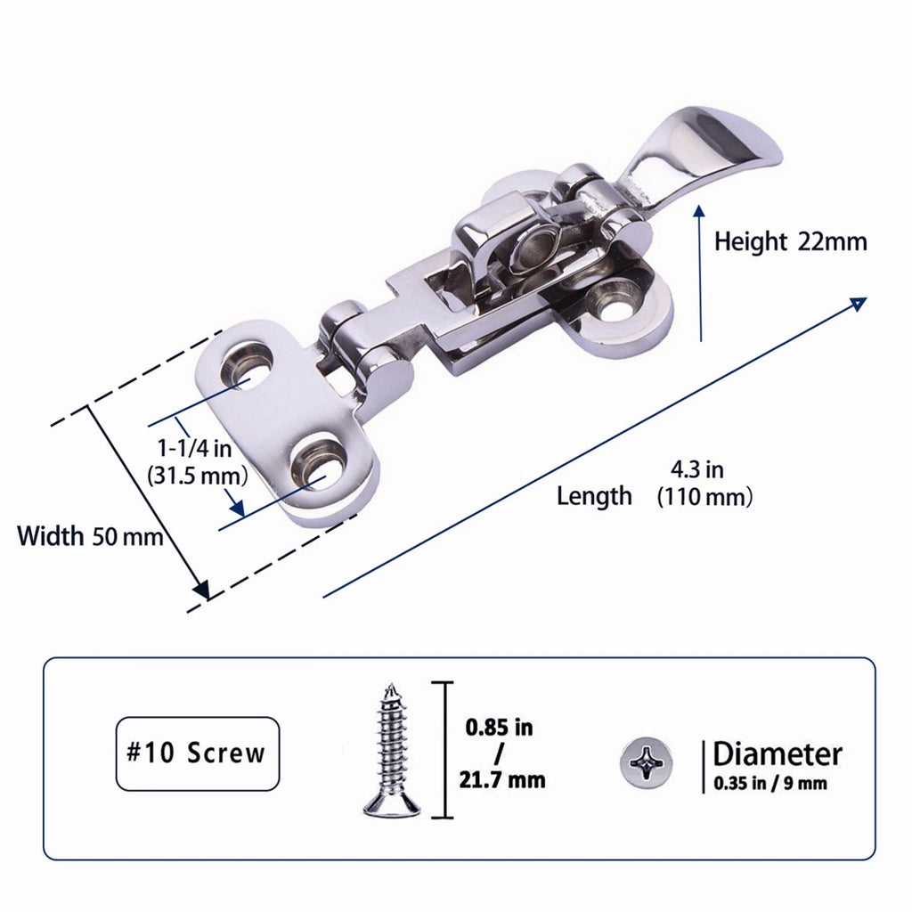 Marine 316 Stainless Steel Adjustable Toggle Hatch Cabinet Hinge Clamp for Boats