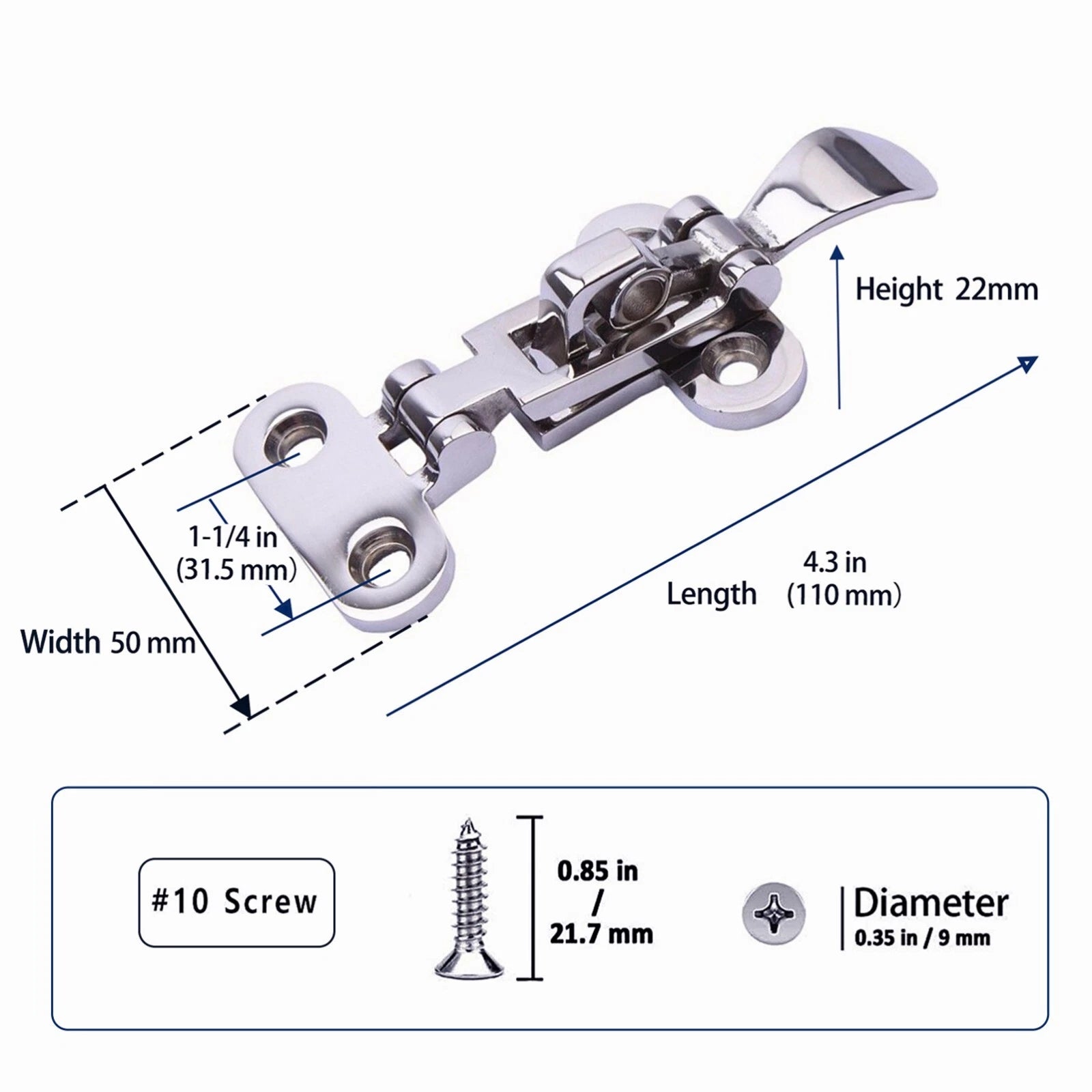 Marine 316 Stainless Steel Adjustable Toggle Hatch Cabinet Hinge Clamp for Boats