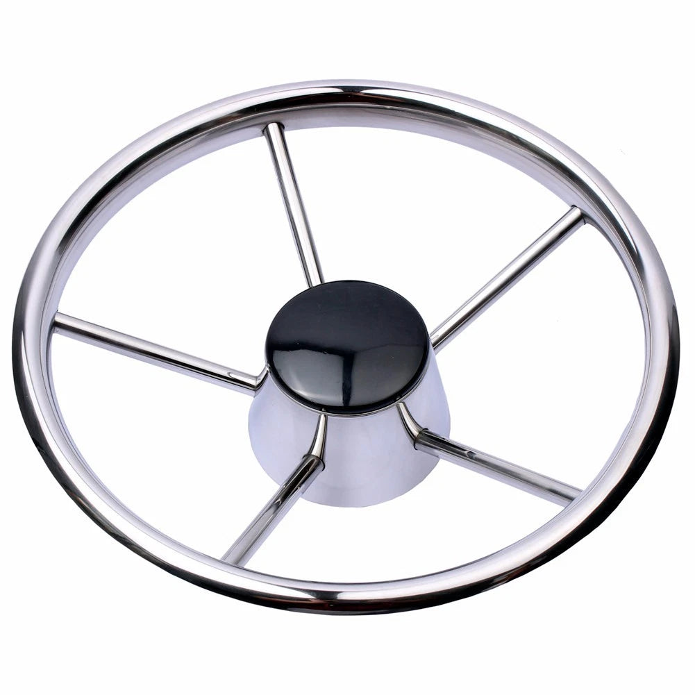 Stainless Steel 11'' 5 Spokes Boat Steering Wheel for Marine Yacht