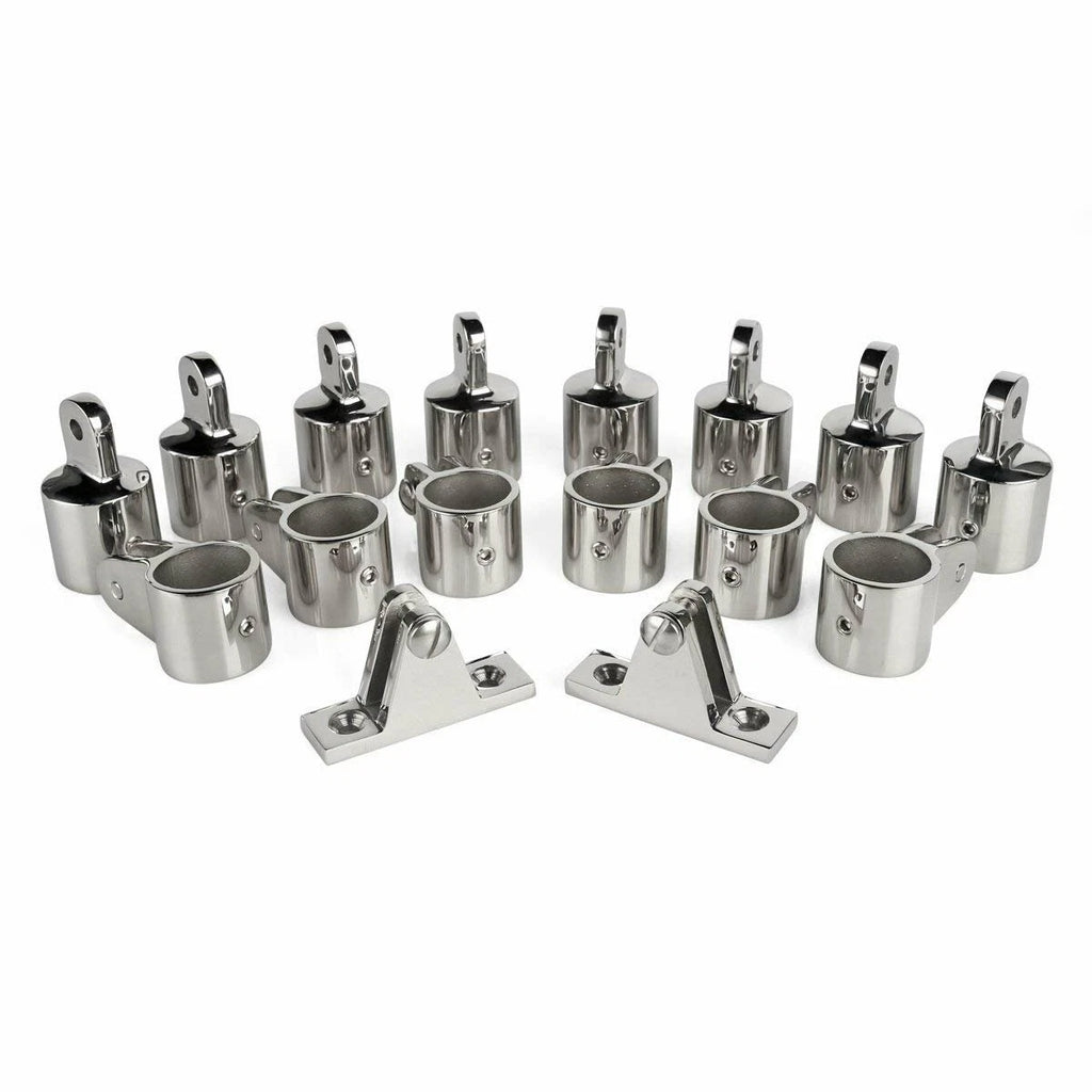 1" Bimini Top Bow Jaw Slide Cap Eye End Deck Hinge Fittings for Boats