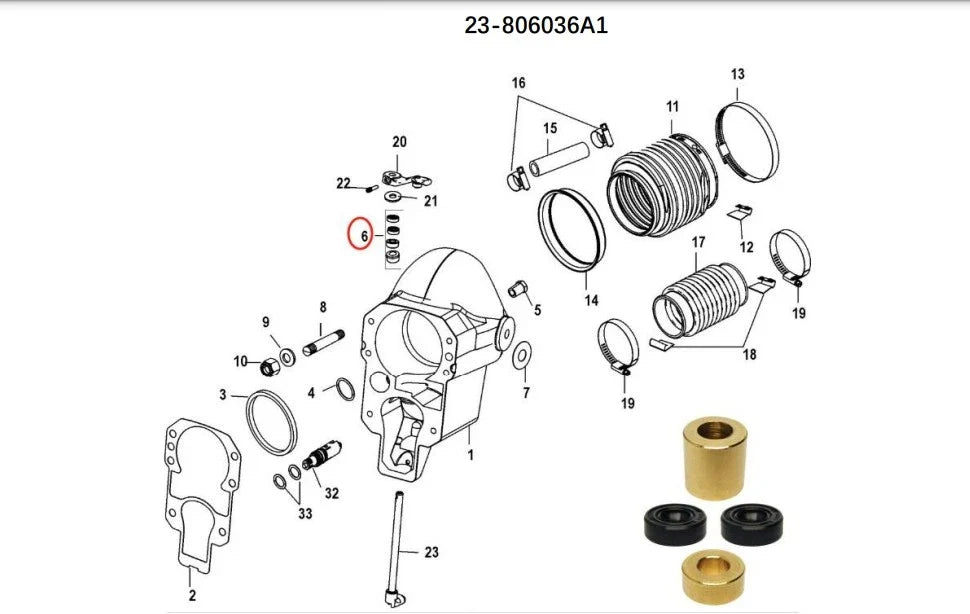 New Shift Shaft Bushing for Alpha Gen II 1991-Up 23-806036A 18-3760