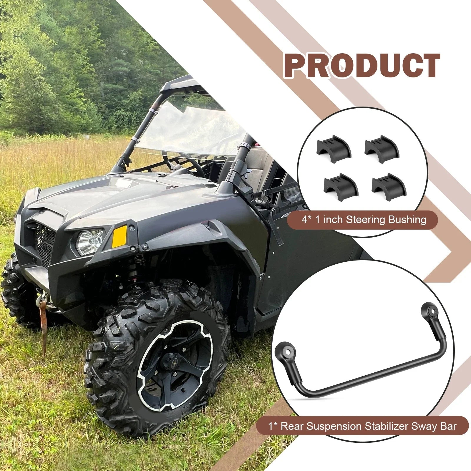 Rear Suspension Stabilizer Sway Bar + Bushings Kit for Polaris RZR 800 (2008-2014)
