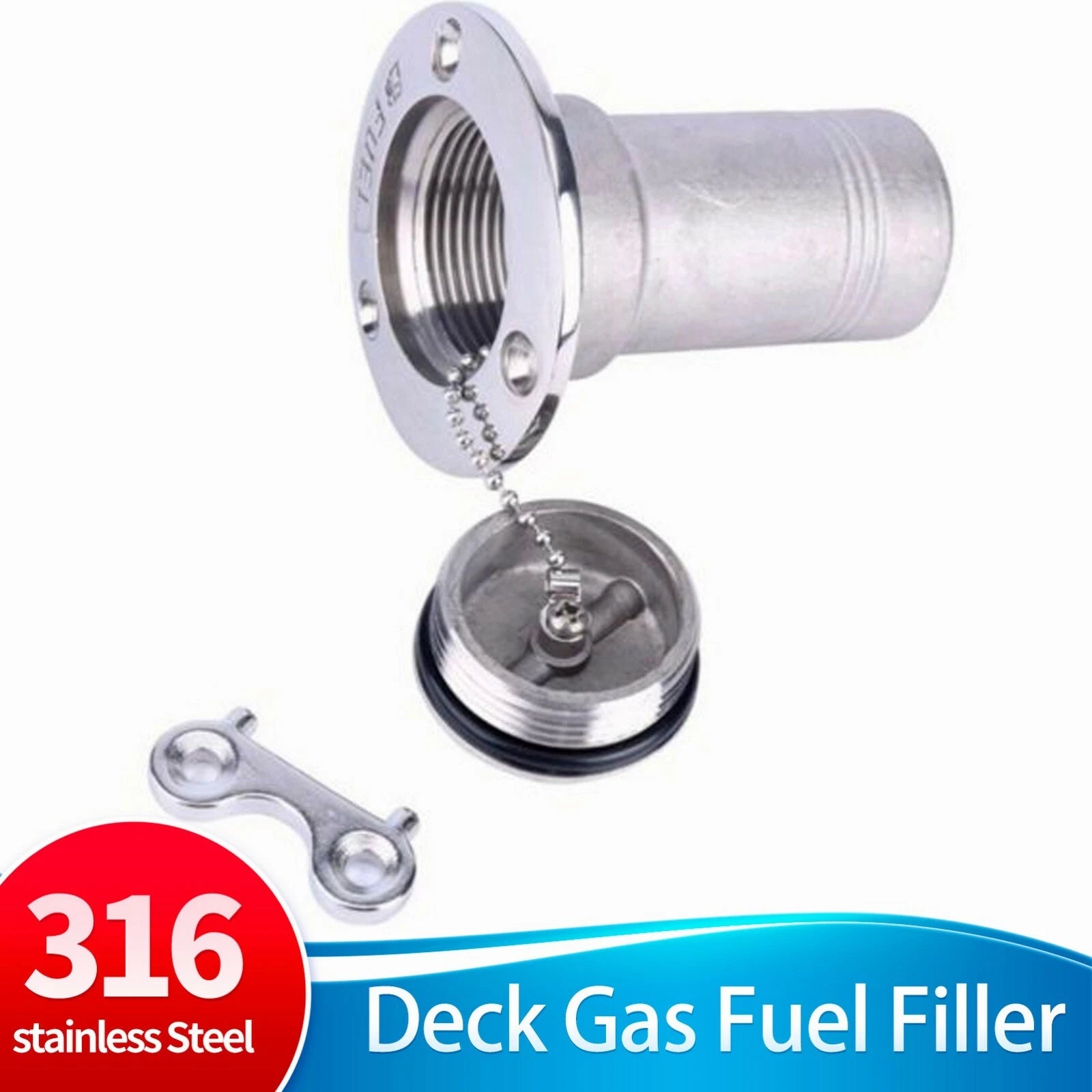 Boat Marine Deck Fill Filler 316 Stainless Steel Key Cap Gas Fuel Tank