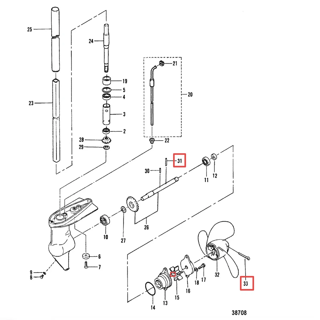 Prop Shear Pin Cotter Pin w/Key Kit for Nissan Tohatsu 369/65022/0