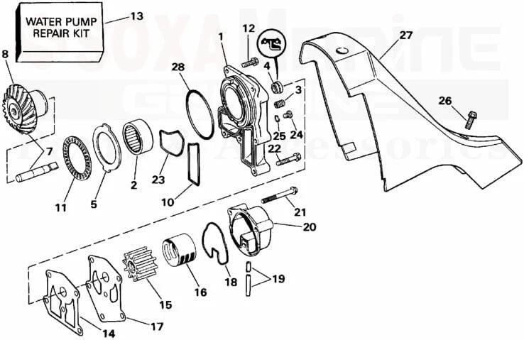 Water Pump Impeller Kit for OMC King Cobra Sterndrive 1992-1995