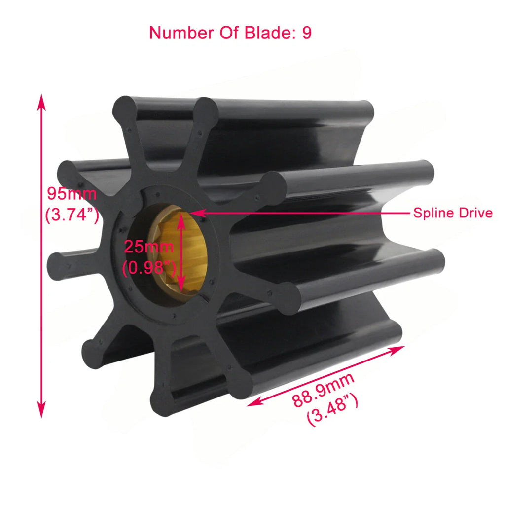 Flexible Impeller Kit for Jabsco DJ Pump 6760/50015, 9 Blades
