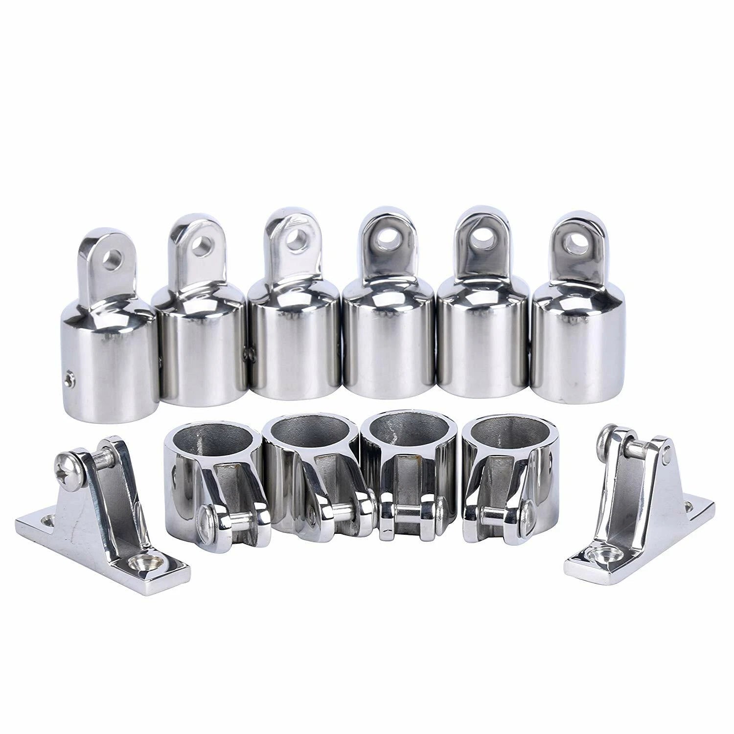 1" Bimini Top Bow Jaw Slide Cap Eye End Deck Hinge Fittings for Boats