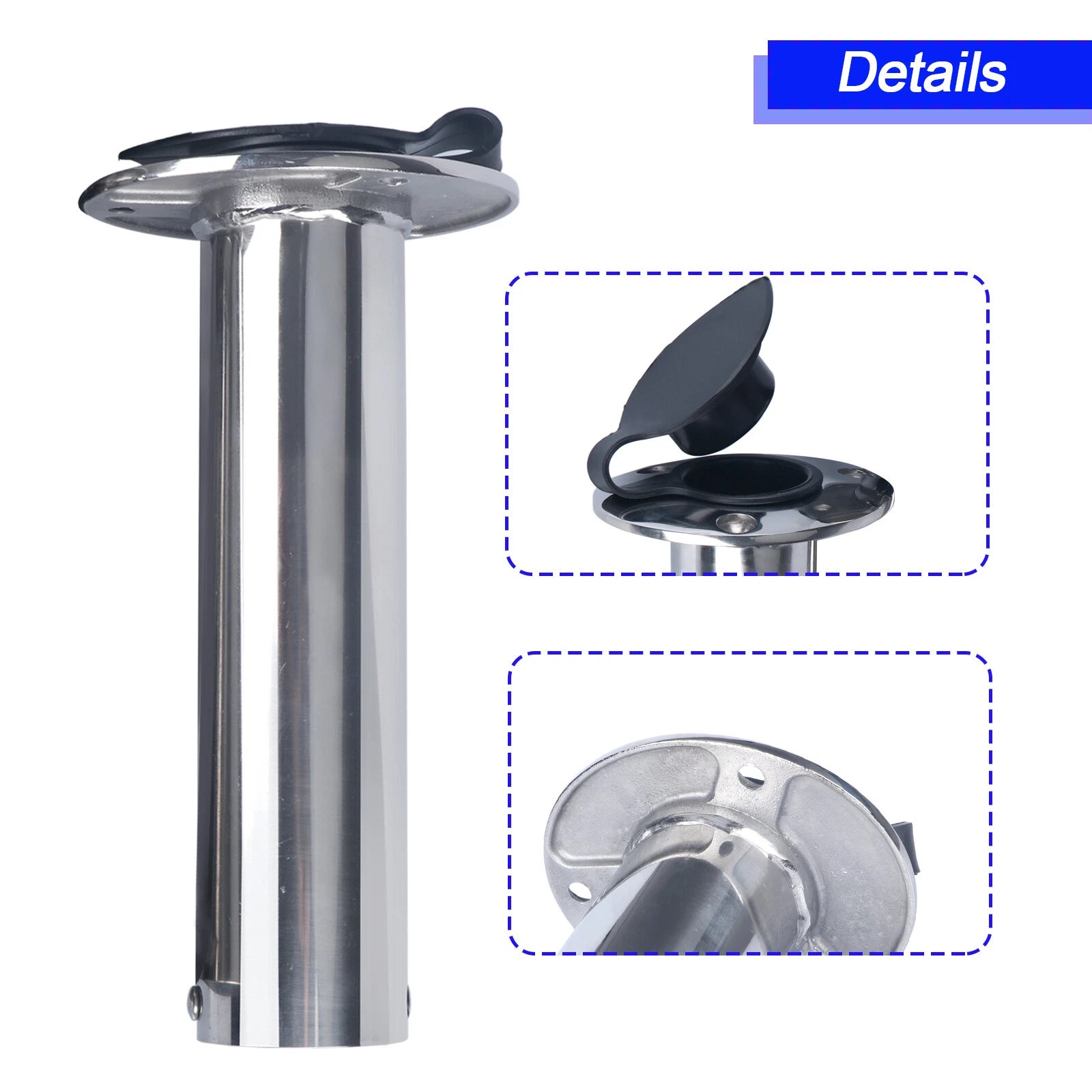Marine 316 Stainless Steel Fishing Rod Holder 90° Flush Mount for Boat RV