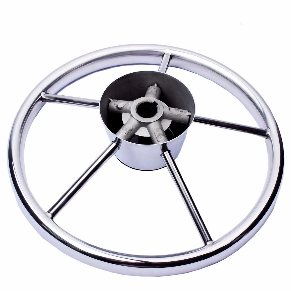 Stainless Steel 5 Spokes Boat Steering Wheel 11'' Dia for Marine Yacht/Pontoon