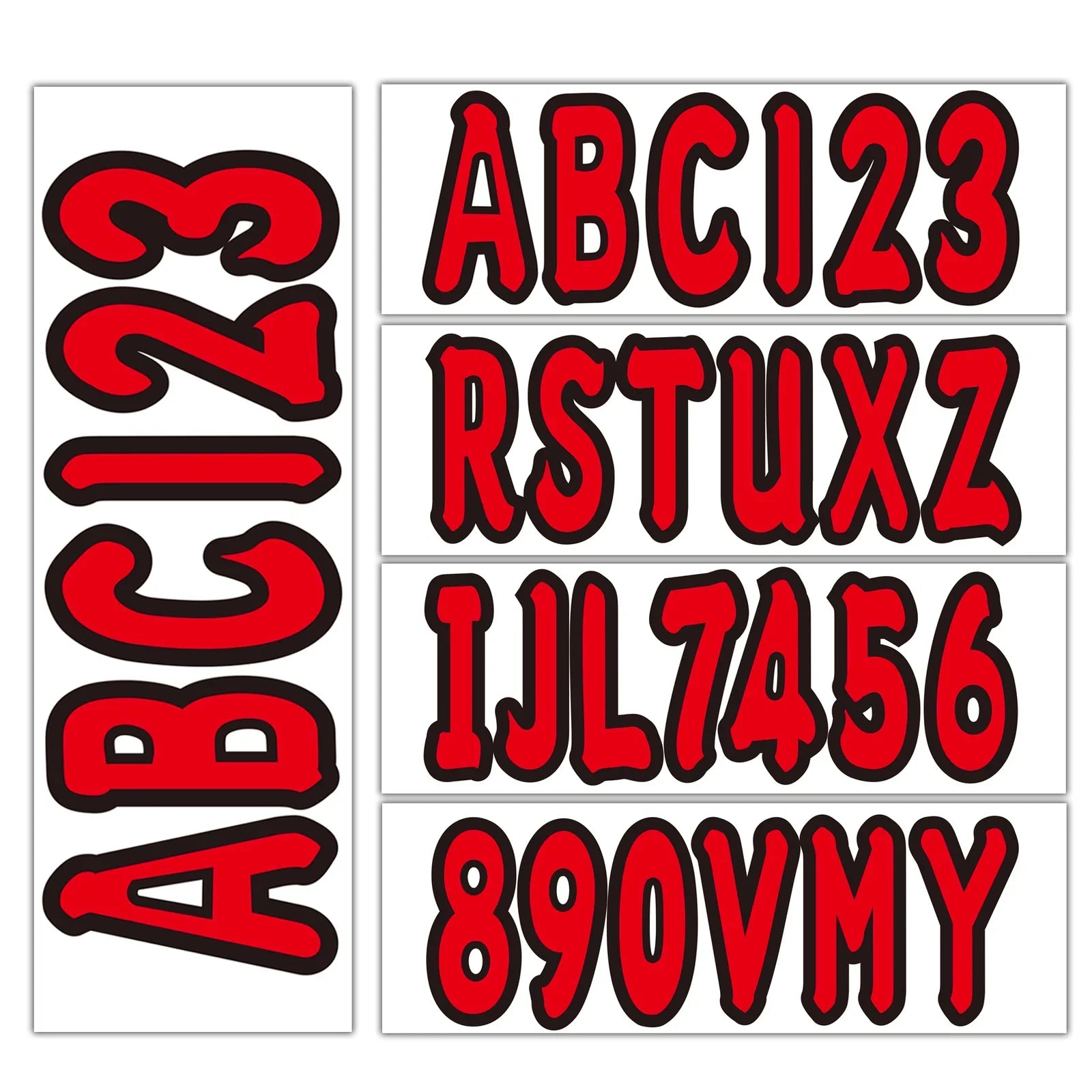 Boat Registration Decals A-Z/0-9 Red Set