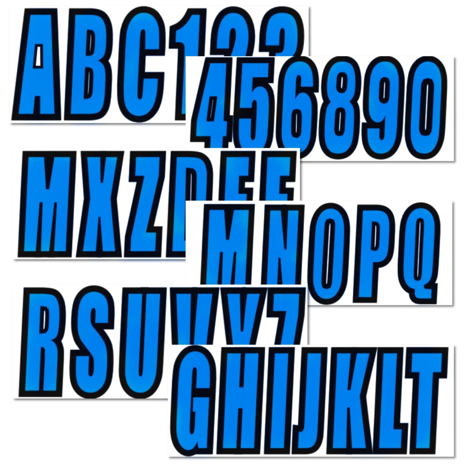 Custom Blue Boat Registration Numbers & Letters 4-Pack Stickers for PWC/Boat