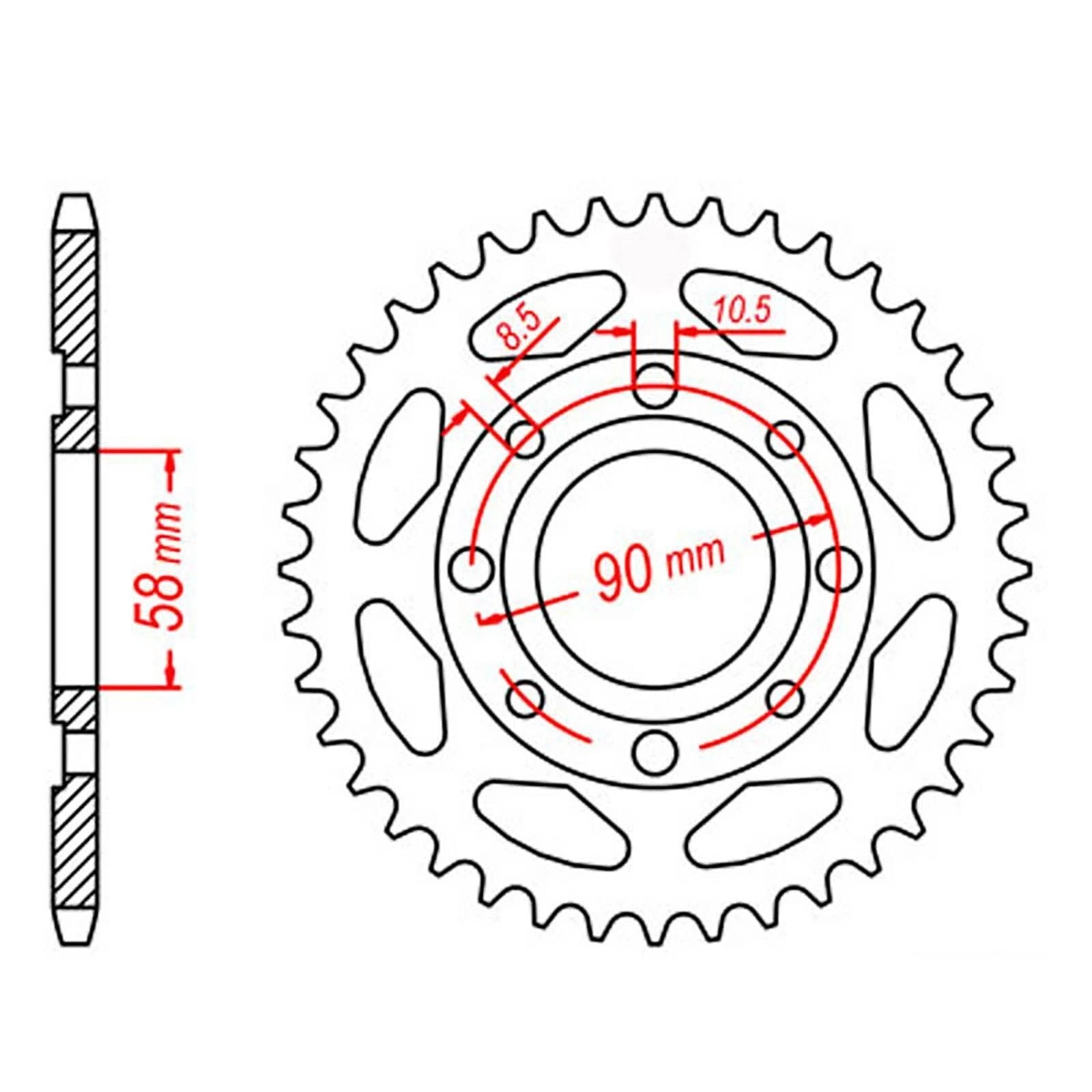 MTX Rear Sprocket 43T for Honda CB100 SUPERSPORT 1977-1979 >428