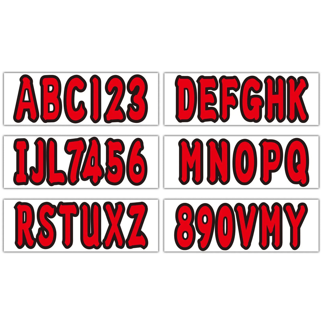 Boat Registration Decals A-Z/0-9 Red Set