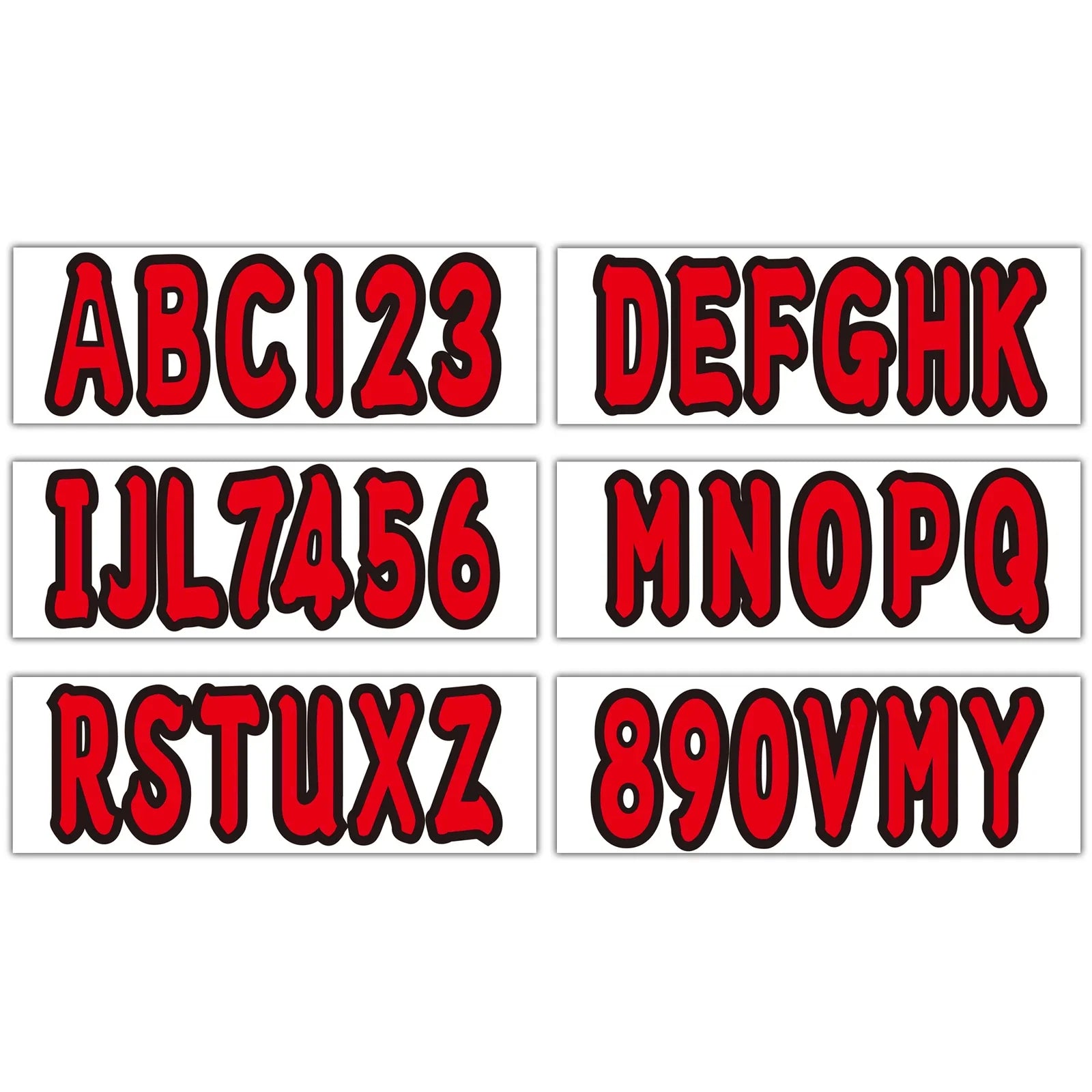 Boat Registration Decals A-Z/0-9 Red Set