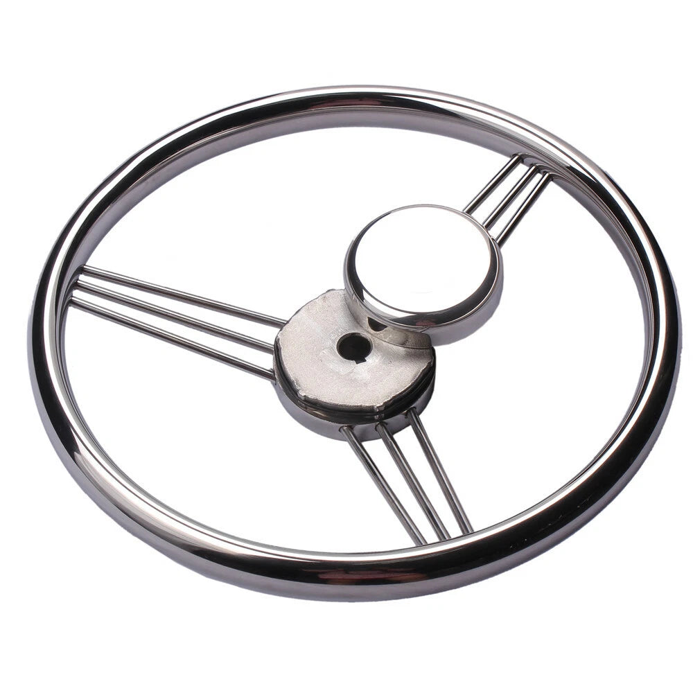 Stainless Steel 13-1/2'' Steering Wheel 9 Spokes for Marine Boat