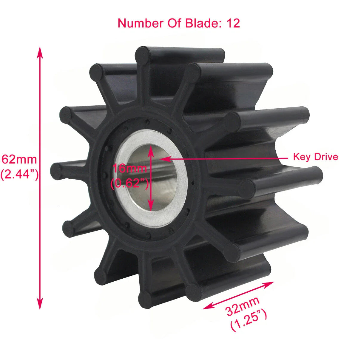 Water Pump Impeller Kit for Sherwood K75/K75B/G30/G, ONAN 132-0117