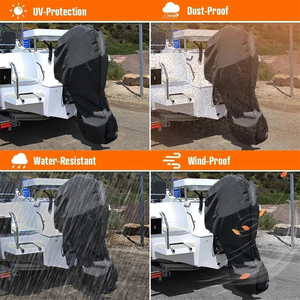 Boat Outboard Engine Cover Waterproof for 30-60HP Motor Black