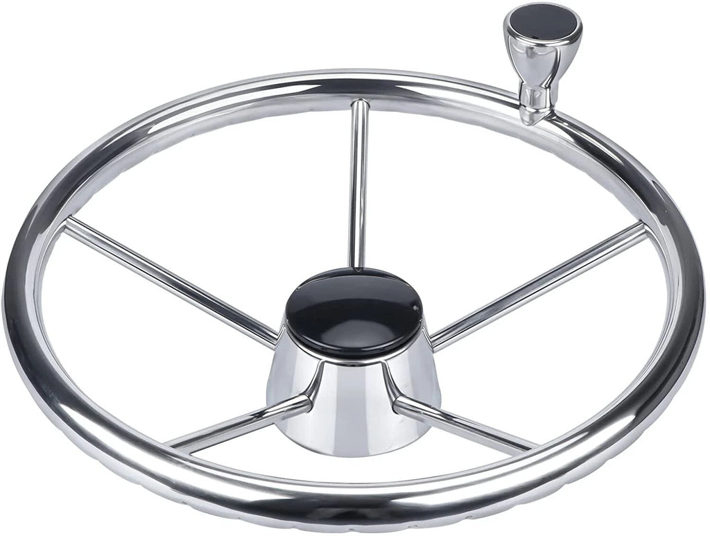 13.5" Marine Stainless Steel Boat Steering Wheel with Knob for Various Models