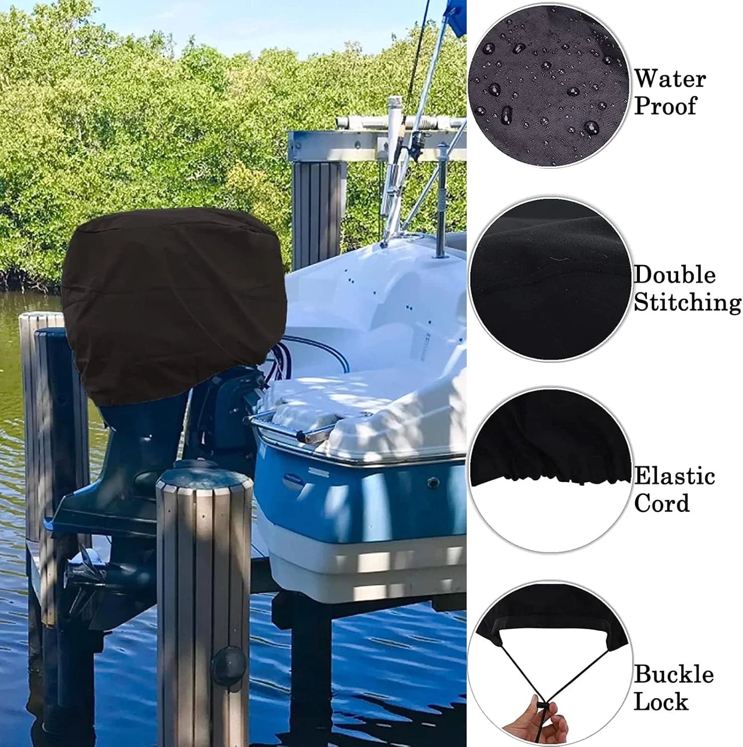 Heavy-Duty Outboard Motor Cover Waterproof for 15-30HP Engines