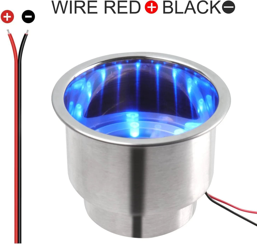 Stainless Steel Cup Drink Holder with Blue LED for Marine Boat Truck RV (2010–2023)