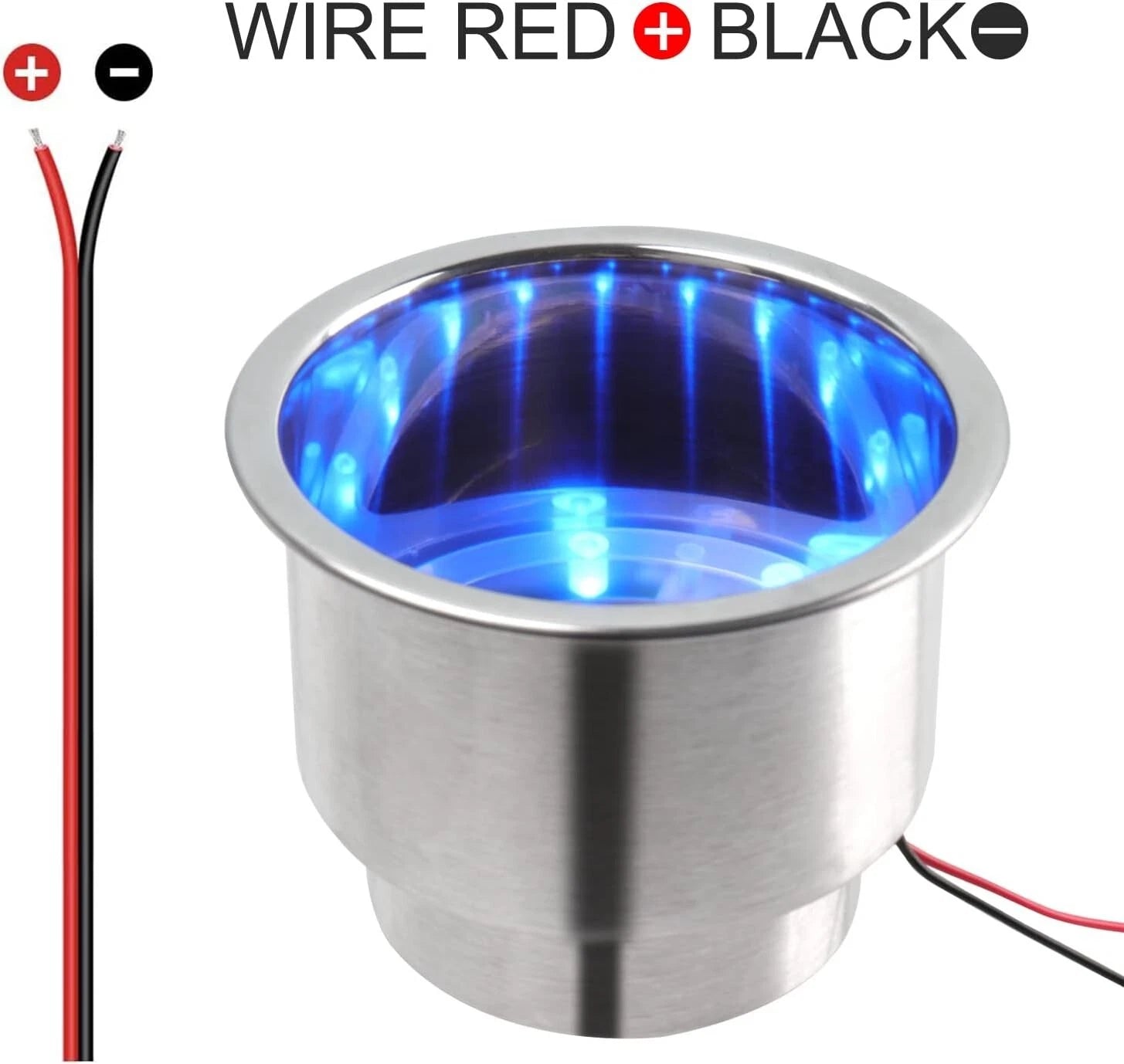 Stainless Steel Cup Drink Holder with Blue LED for Marine Boat Truck RV (2010–2023)