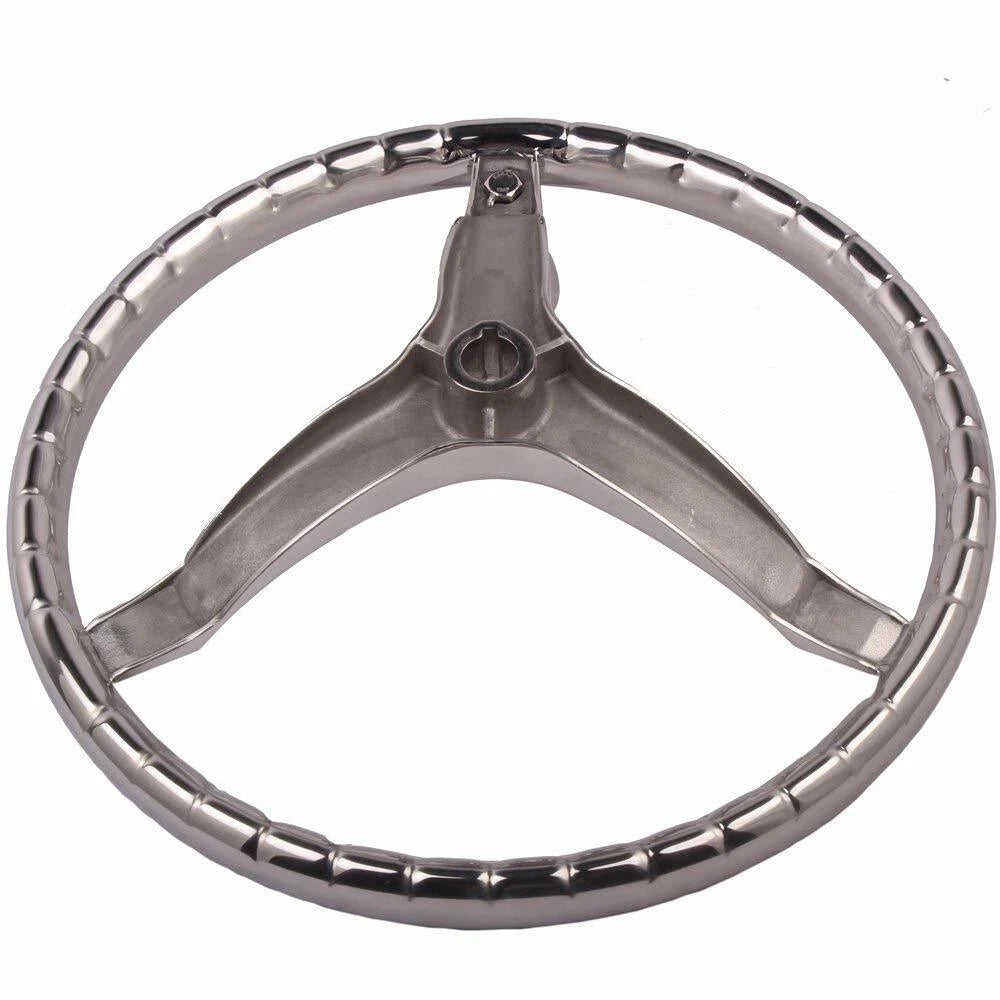 Stainless Steel 15-1/2" Boat Steering Wheel 3 Spoke for Yacht