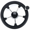11" Steering Wheel Black PU Foam Stainless Steel Heavy Duty for Boats
