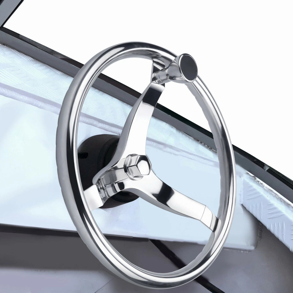 Stainless Steel 15-1/2" Boat Steering Wheel 3 Spoke for Yacht