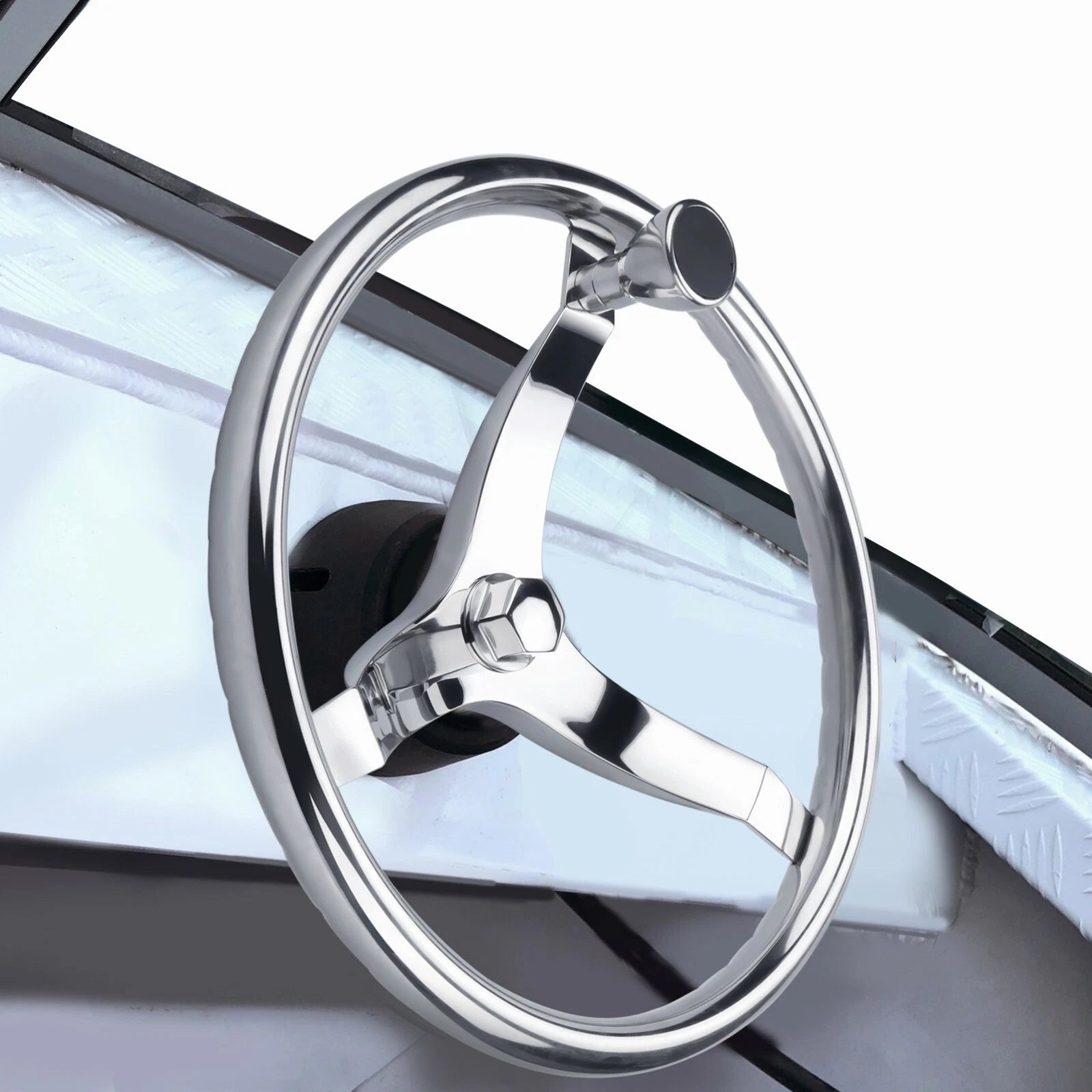 Stainless Steel 15-1/2" Boat Steering Wheel 3 Spoke for Yacht