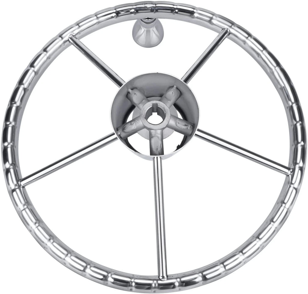 13.5" Marine Stainless Steel Boat Steering Wheel with Knob for Various Models