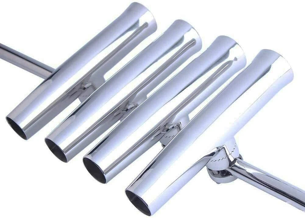 Set of 4 Stainless Steel Fishing Rod Holders for Boat Rail Mount