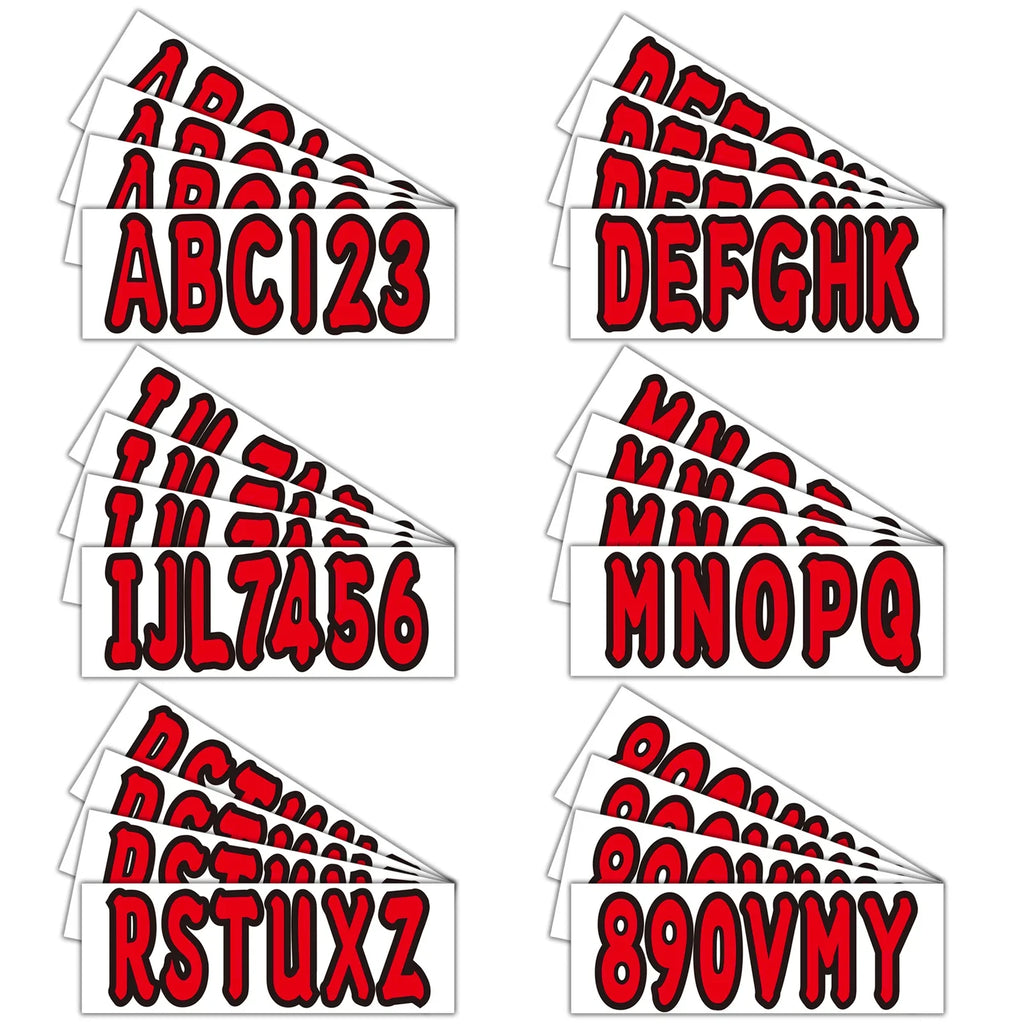 Boat Registration Decals A-Z/0-9 Red Set