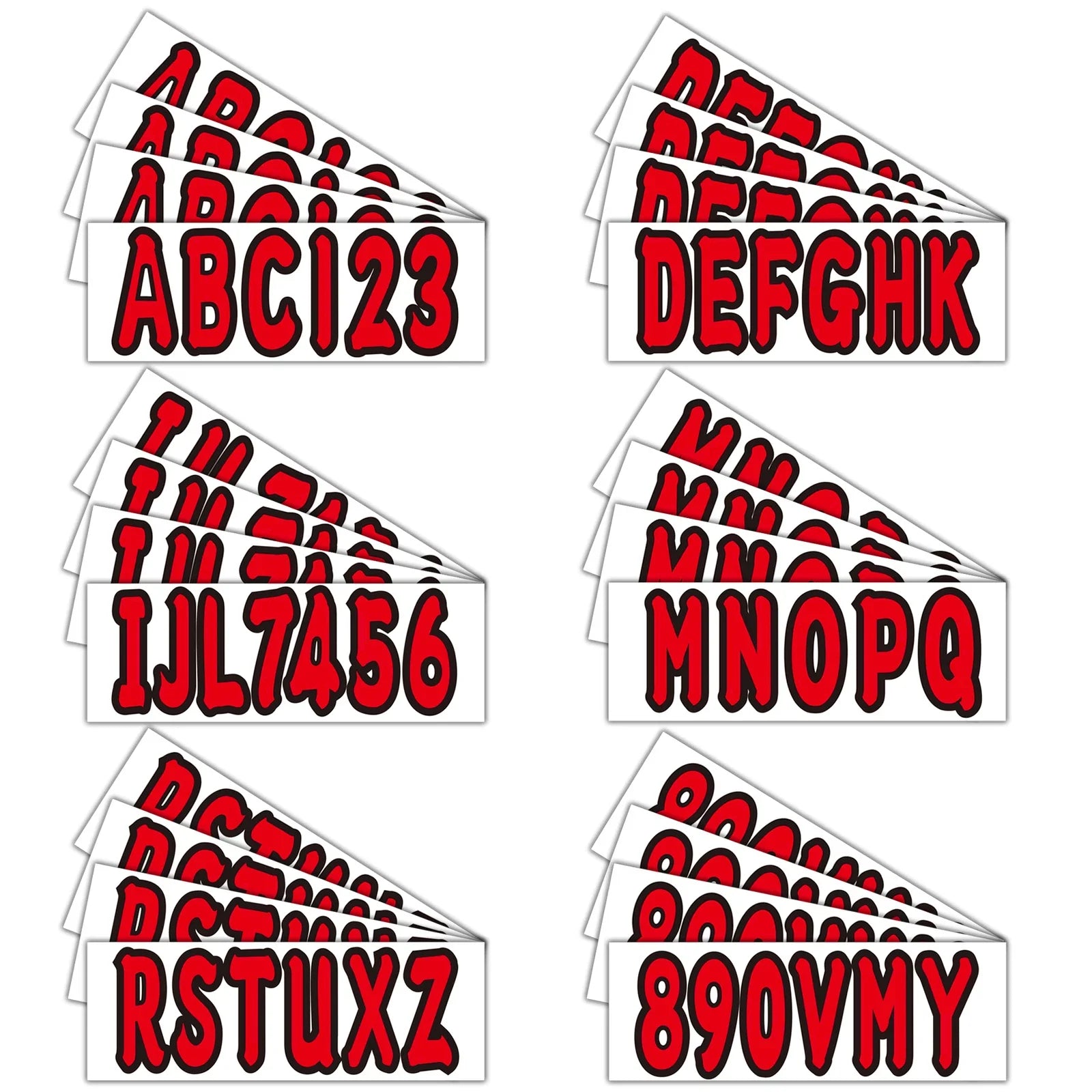 Boat Registration Decals A-Z/0-9 Red Set