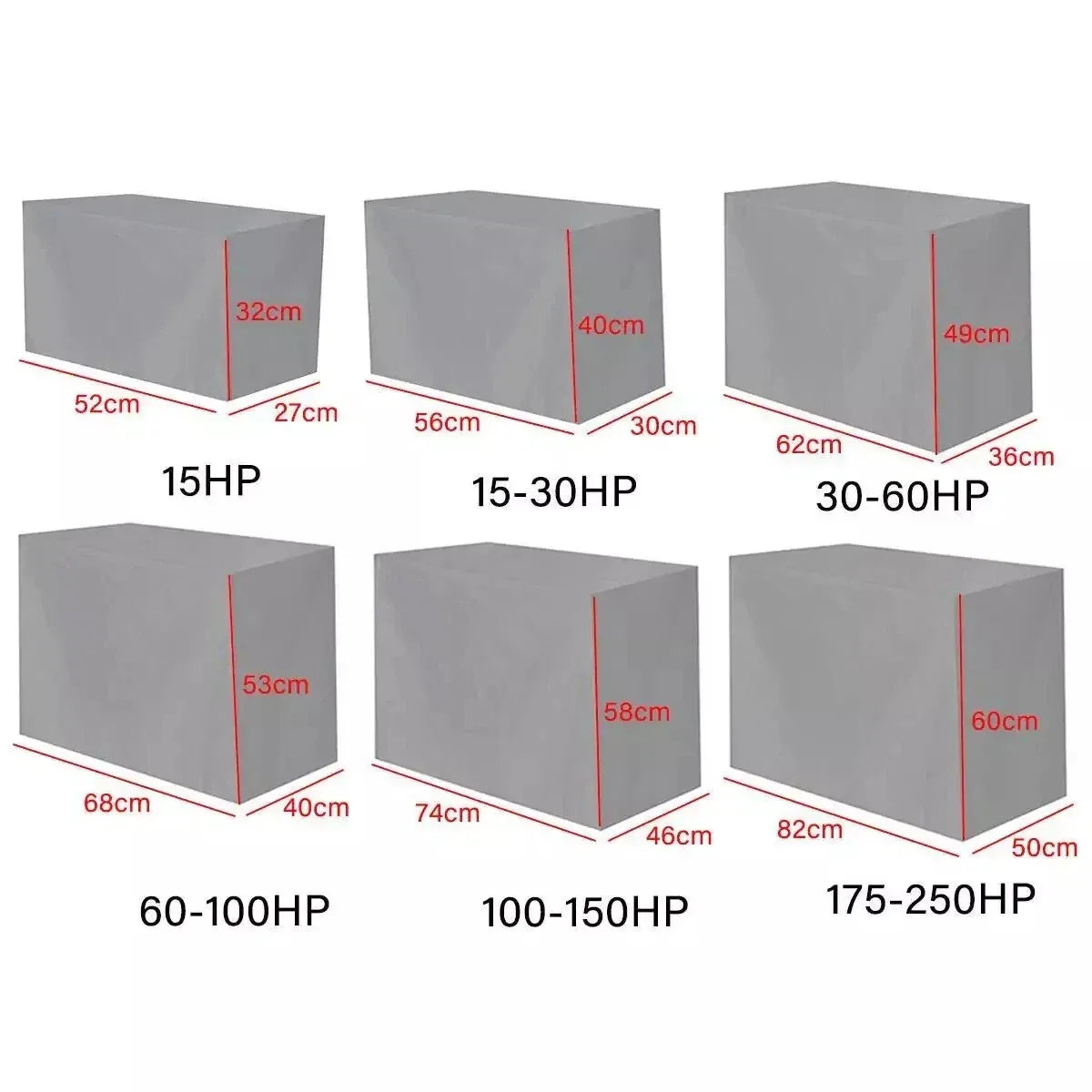 Heavy-Duty Outboard Motor Cover Waterproof for 60-100HP, Silver