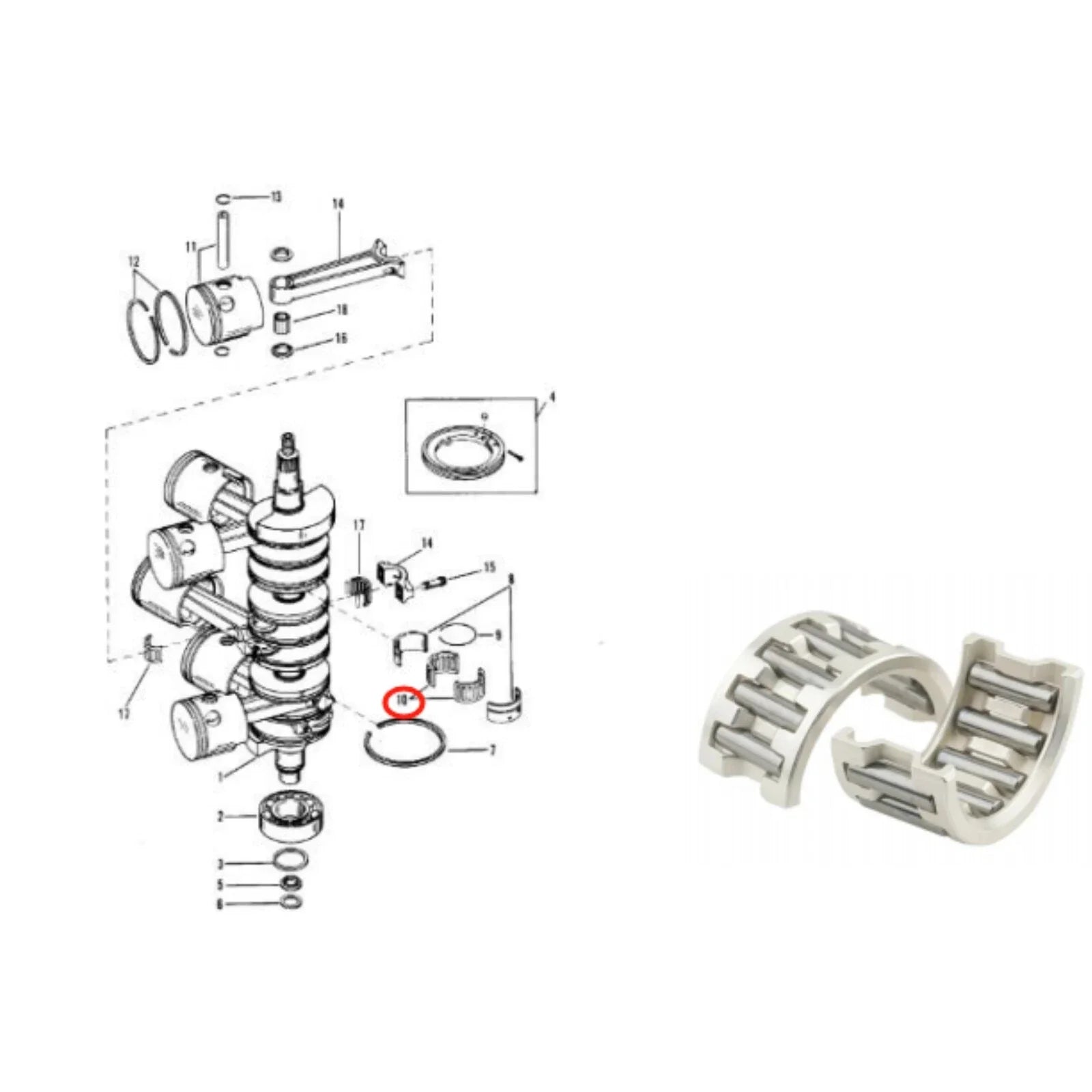 Bearing Rod for Mercury 30-200HP 2Cyl 2.5L (1990-2000)