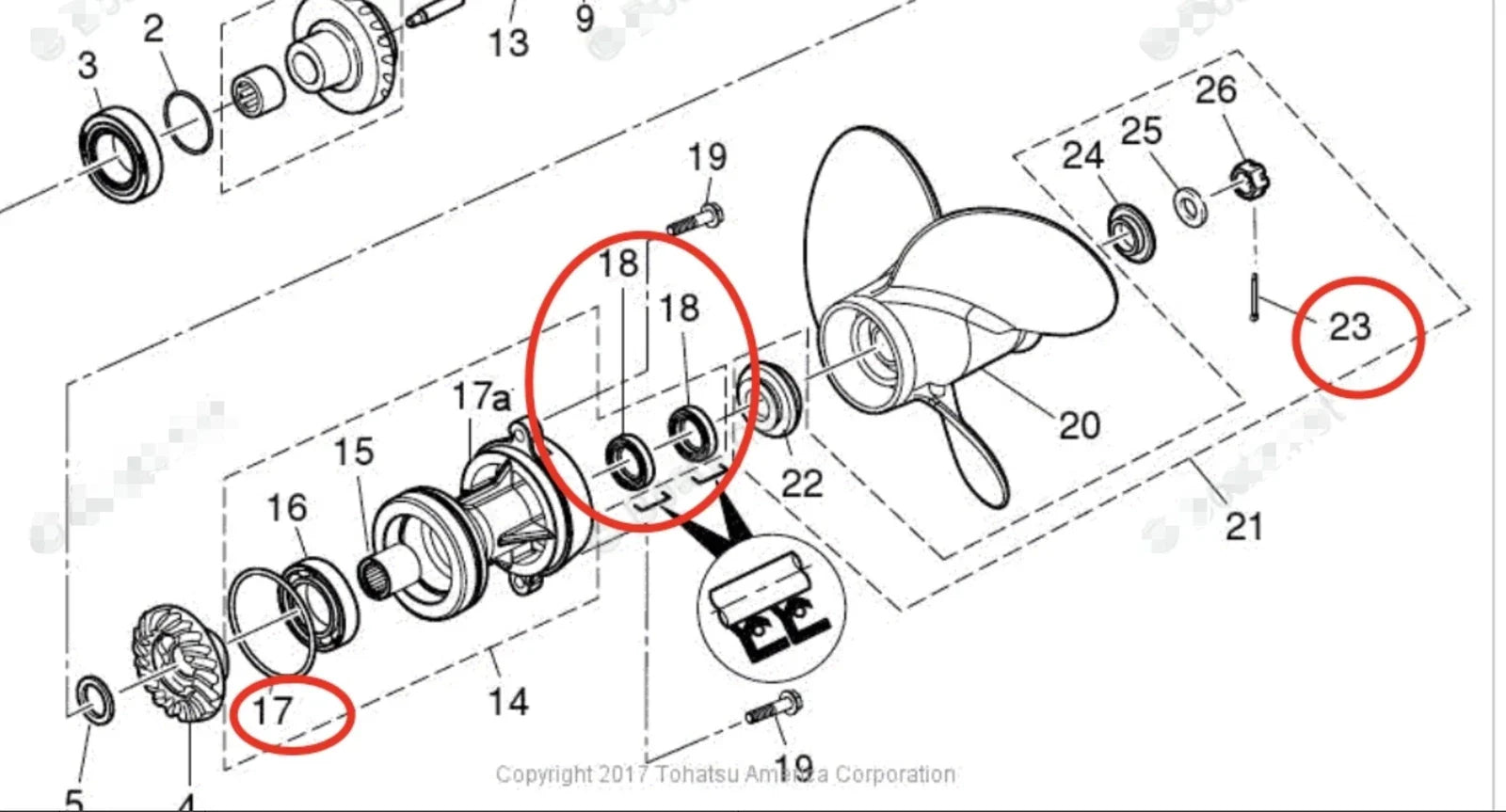 Lower Unit Oil Seal Kit for Tohatsu MFS40A/MFS50A/MFS60A/MD30B2/MD50B2